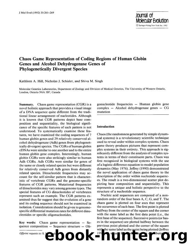 Chaos game representation of coding regions of human globin genes and alcohol dehydrogenase genes of phylogenetically divergent species by Unknown