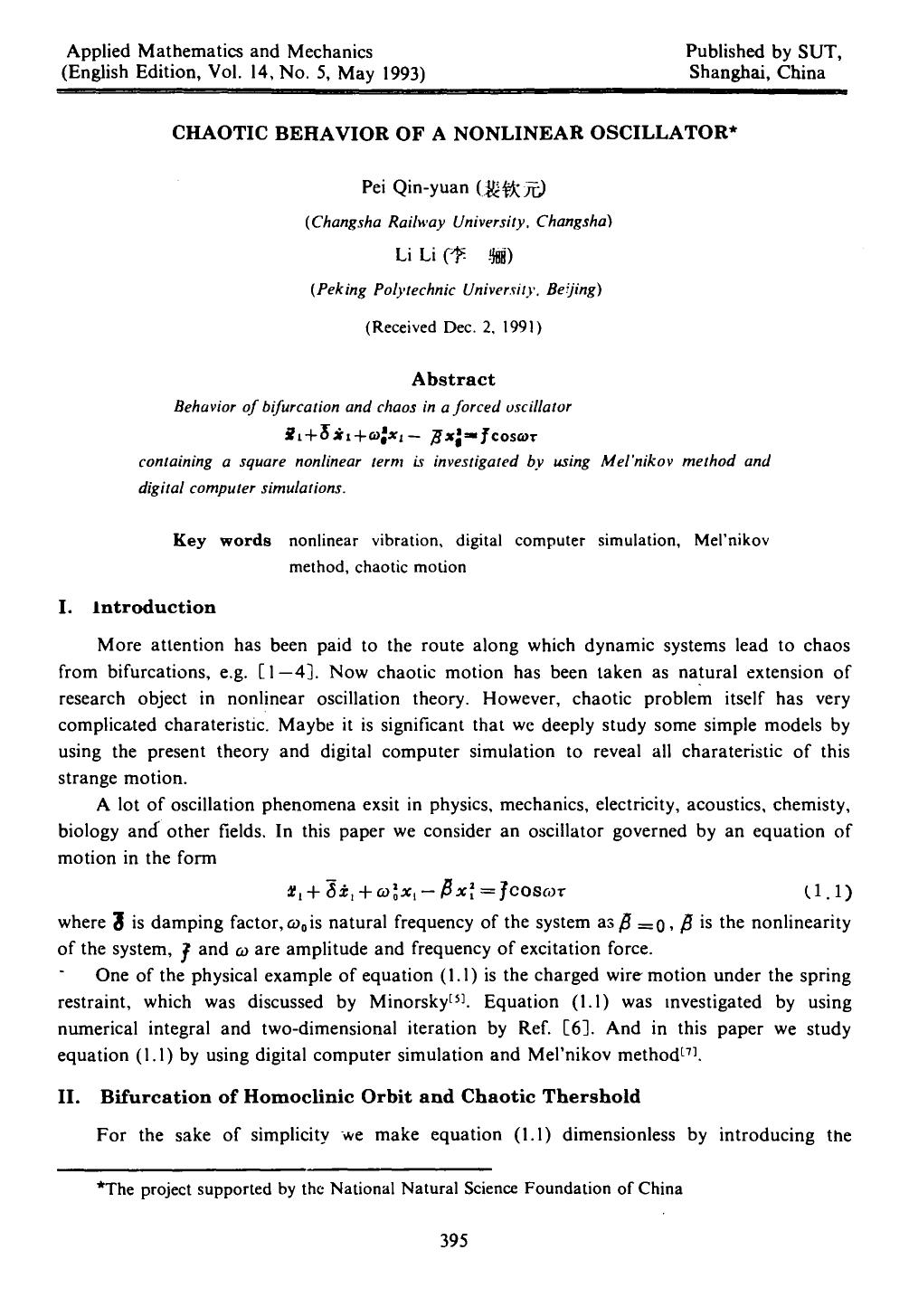 Chaotic behavior of a nonlinear oscillator by Unknown