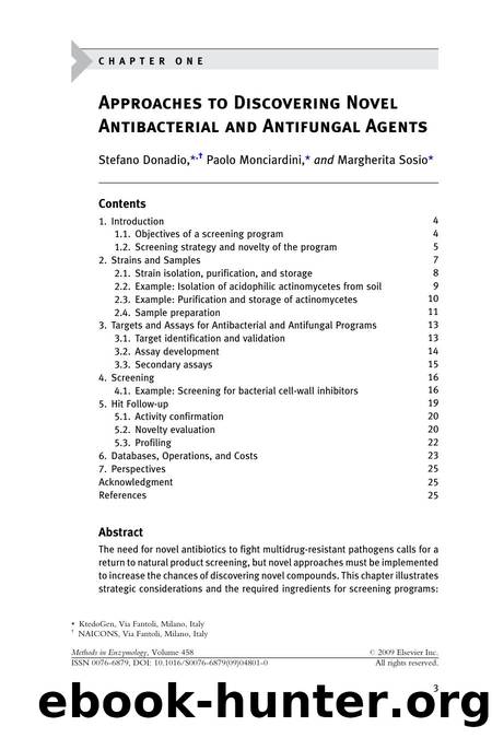 Chapter 1 - Approaches to Discovering Novel Antibacterial and Antifungal Agents by Stefano Donadio; Paolo Monciardini; Margherita Sosio