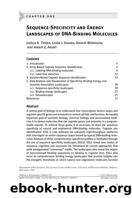 Chapter 1 - Sequence-Specificity and Energy Landscapes of DNA-Binding Molecules by Joshua R. Tietjen & Leslie J. Donato & Devesh Bhimisaria & Aseem Z. Ansari