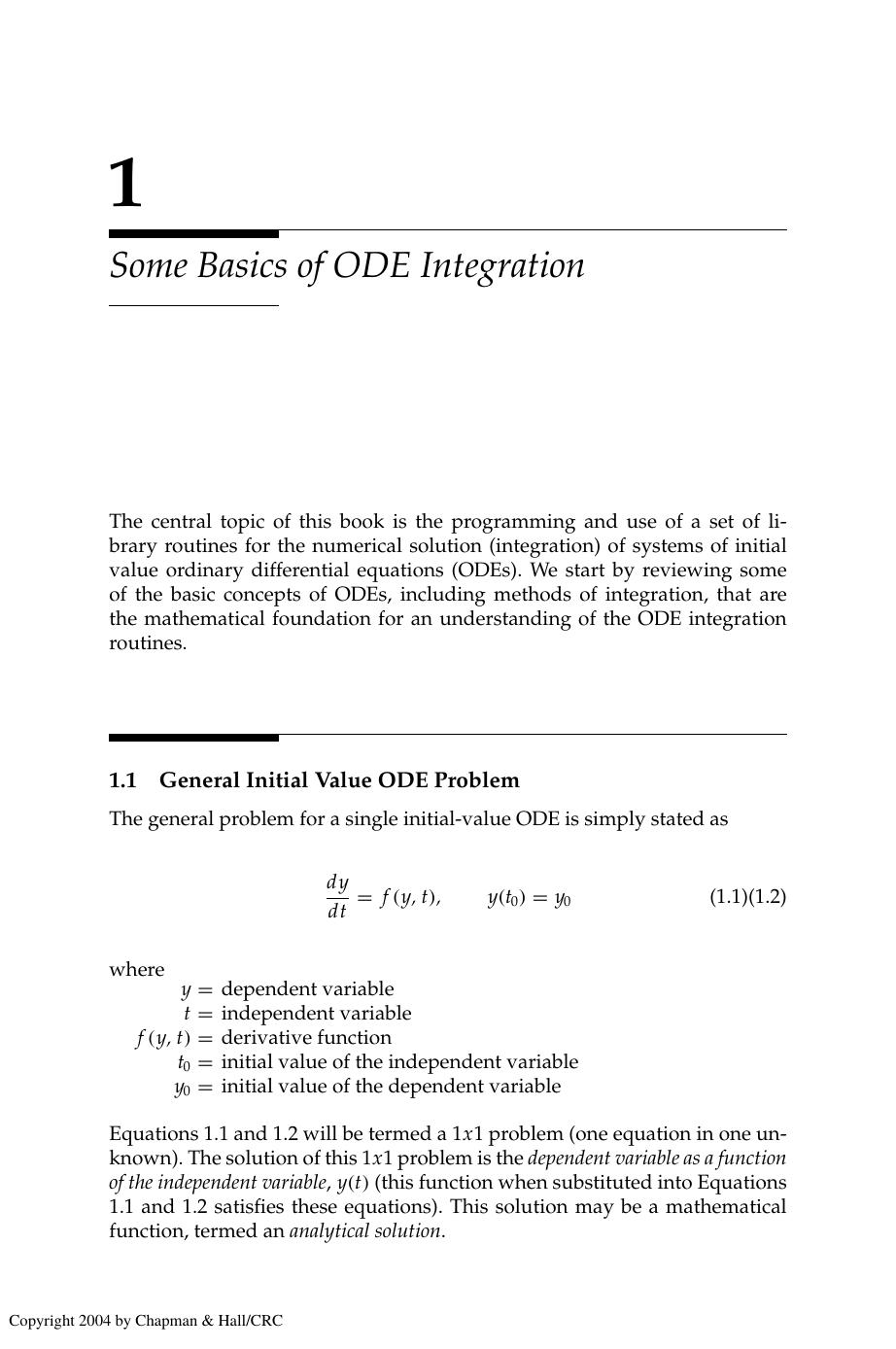 Chapter 1: Some Basics of ODE Integration by H.J. Lee && W.E. Schiesser