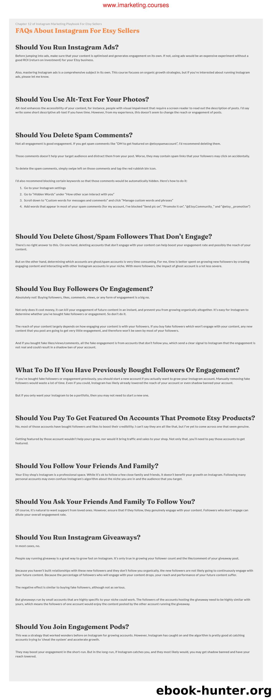 Chapter 12 - FAQs About Instagram For Etsy Sellers by Unknown