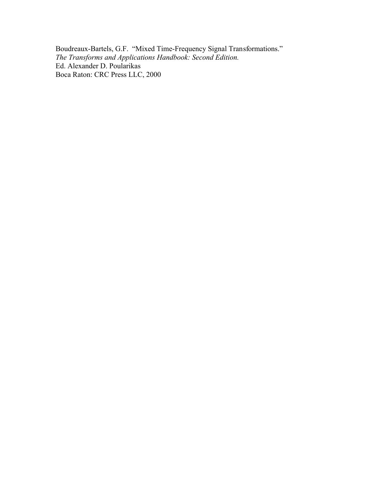 Chapter 12 - Mixed Time-Frequency Signal Transformations by Boudreaux-Bartels G.F