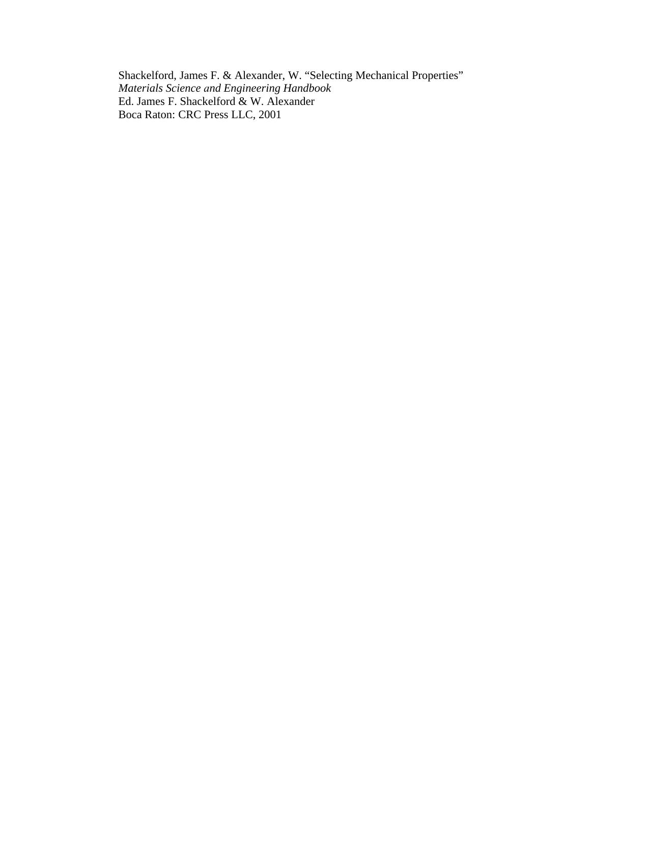 Chapter 13 - Selecting Mechanical Properties by Ed. James F. Shackelford et al