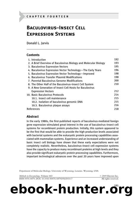 Chapter 14 - Baculovirus-Insect Cell Expression Systems by Donald L. Jarvis