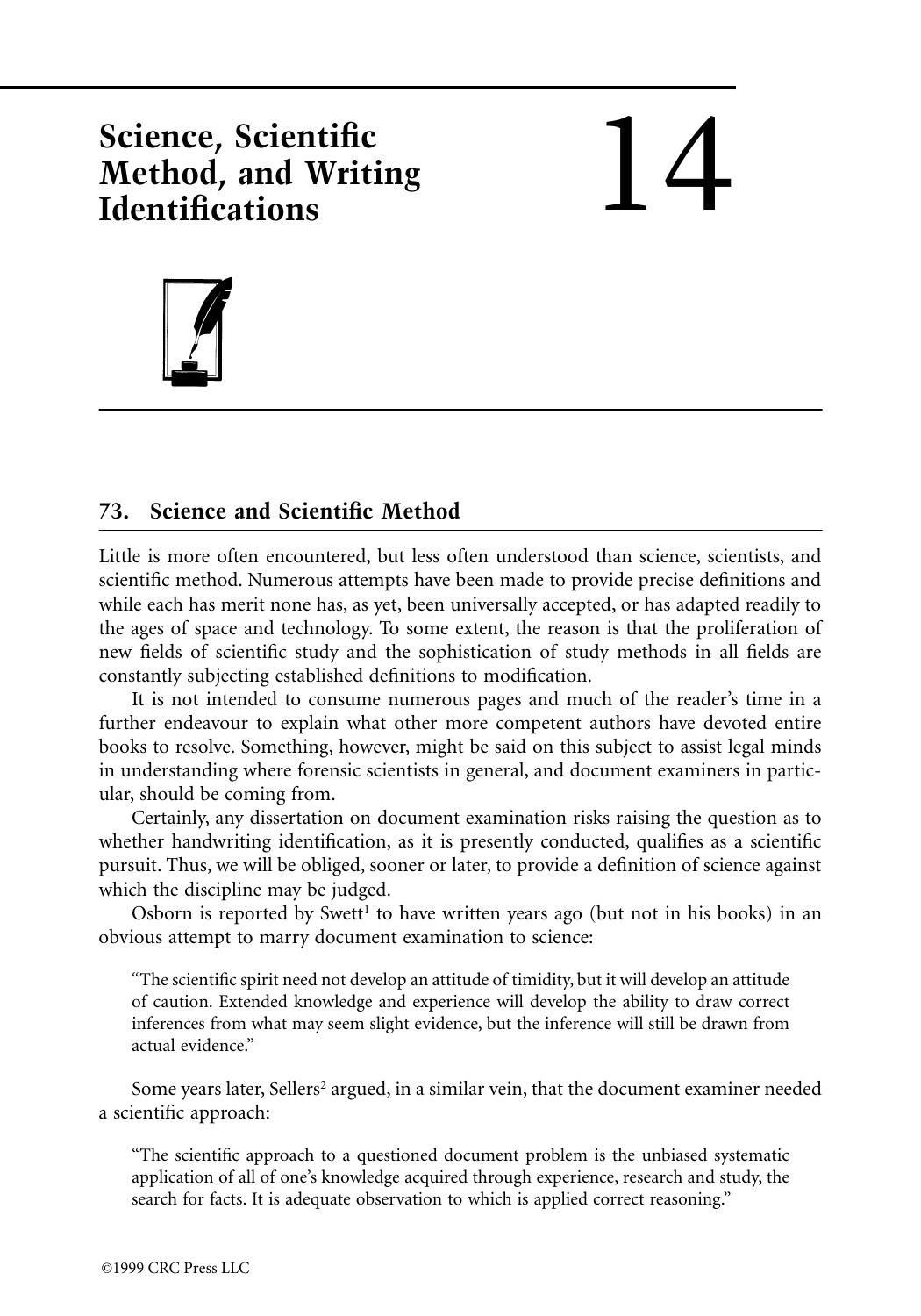 Chapter 14: Science, Scientific Method, and Writing Identifications by Roy A. Huber & A.M. Headrick