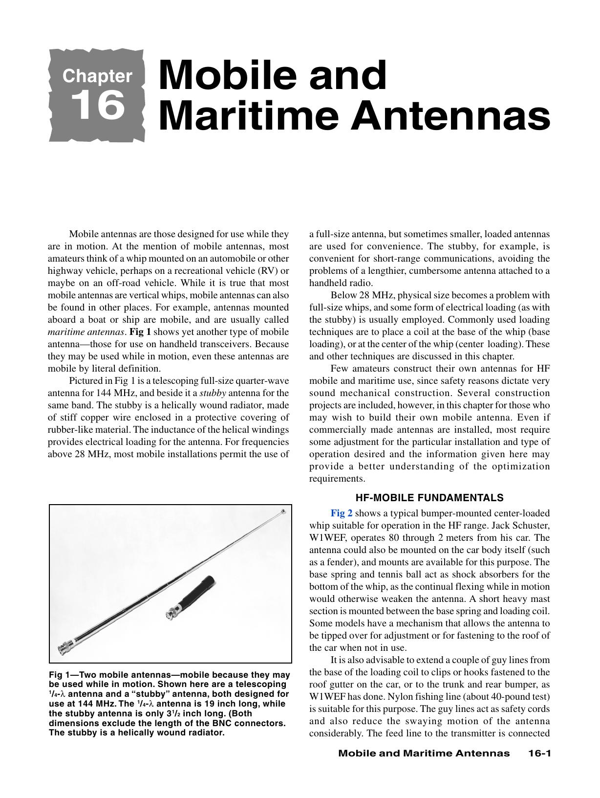 Chapter 16 - Mobile and Maritime Antennas by ARRL