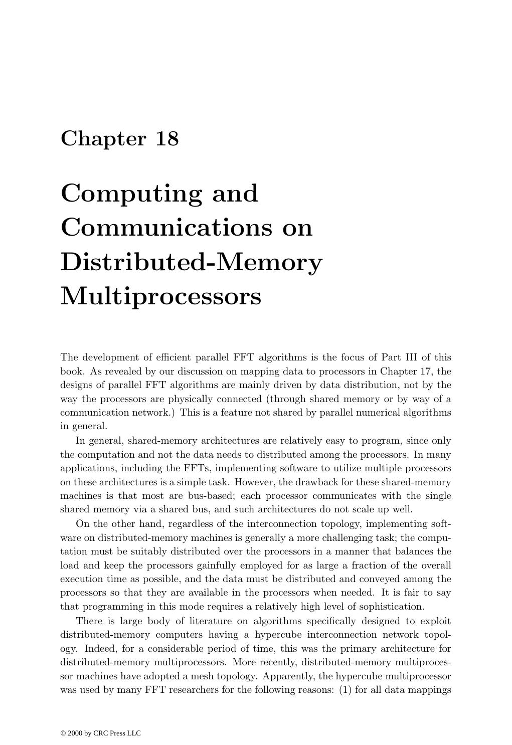 Chapter 18: Computing and Communications on Distributed-Memory Multiprocessors by Eleanor Chu et al