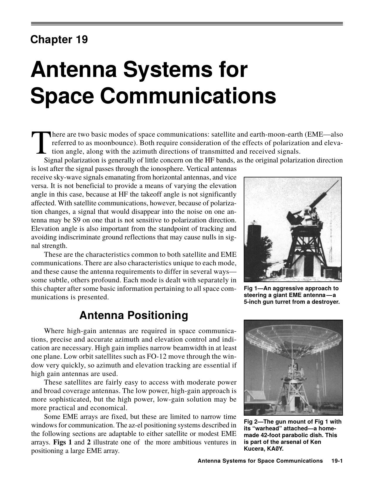 Chapter 19 - Antenna Systems for Space Communications by Editor: R. Dean Straw N6BV