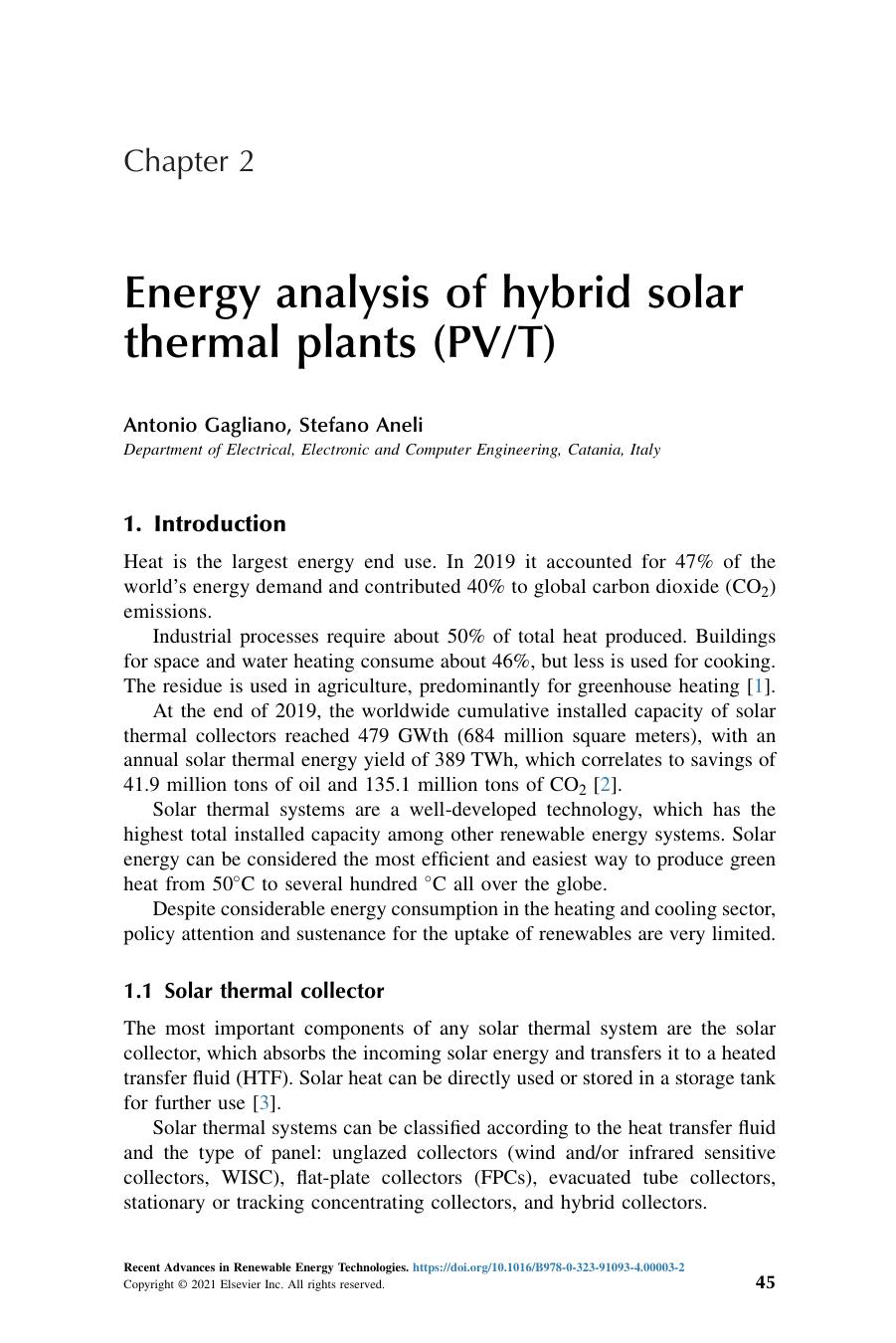 Chapter 2 - Energy analysis of hybrid solar thermal plants &#40;PVT&#41; by Antonio Gagliano & Stefano Aneli