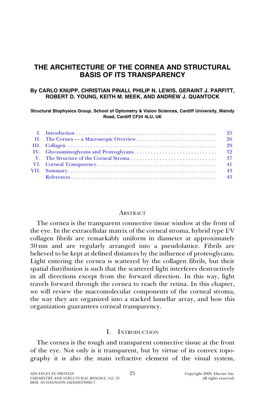 Chapter 2 - The Architecture of the Cornea and Structural Basis of Its Transparency by unknow
