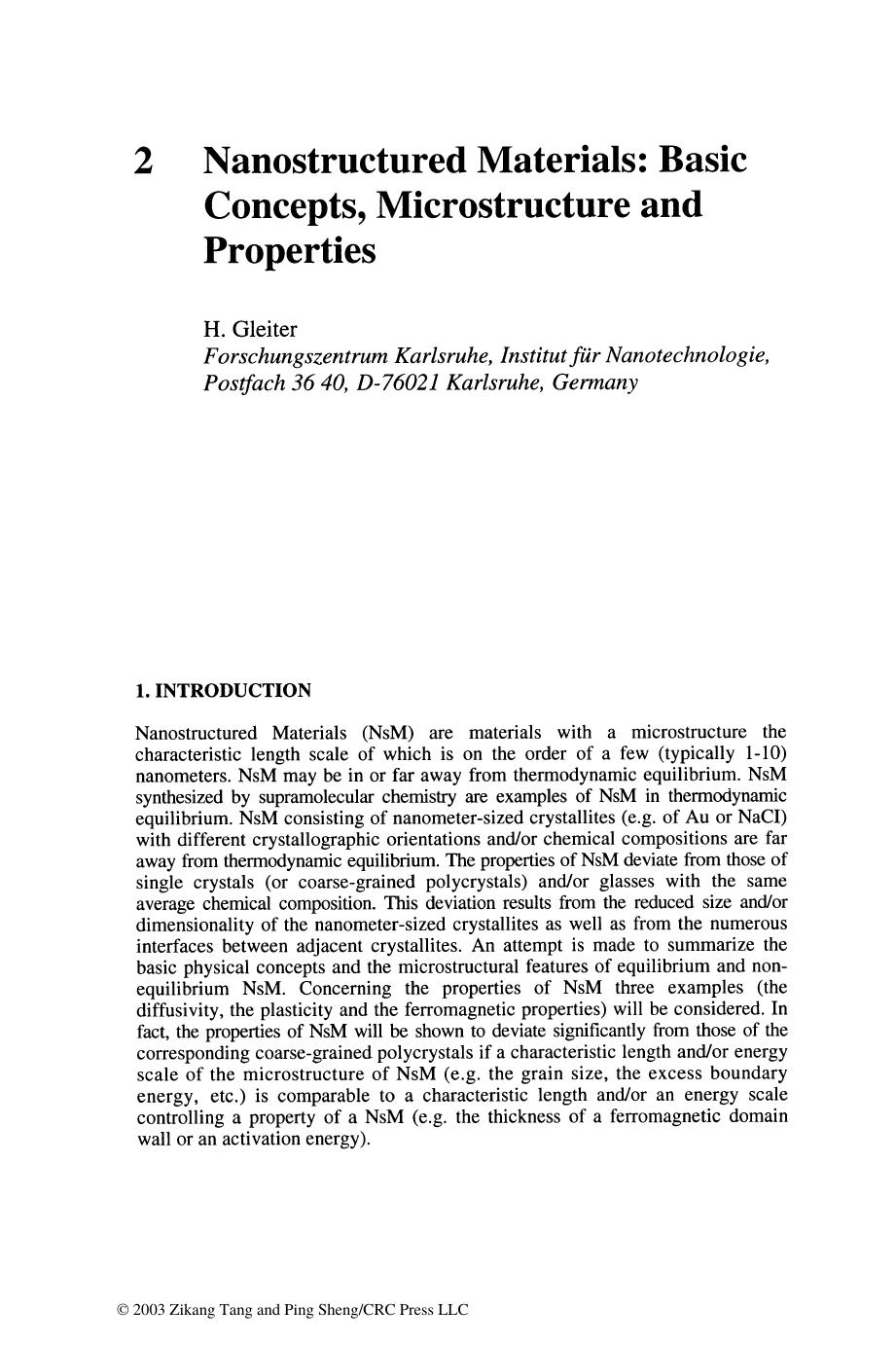 Chapter 2: Nanostructured Materials: Basic Concepts, Microstructure and Properties by H. Gleiter