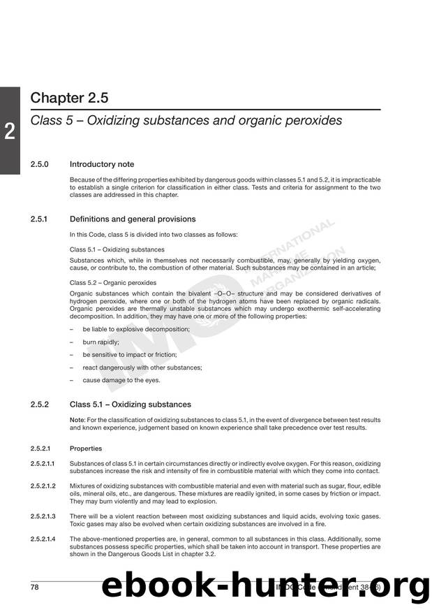 Chapter 2.5 - Class 5: Oxidizing Substances and Organic Peroxides by Redistributed by Regs4ships Ltd