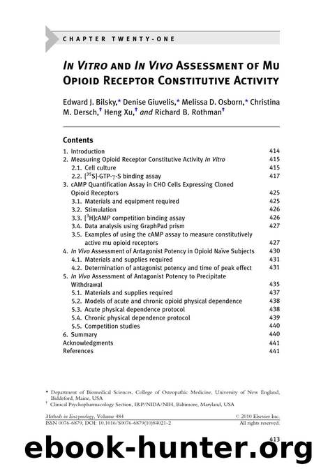 Chapter 21 - In Vitro and In Vivo Assessment of Mu Opioid Receptor Constitutive Activity by unknow