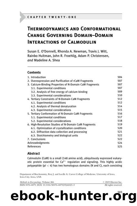 Chapter 21 - Thermodynamics and Conformational Change Governing Domain-Domain Interactions of Calmodulin by unknow