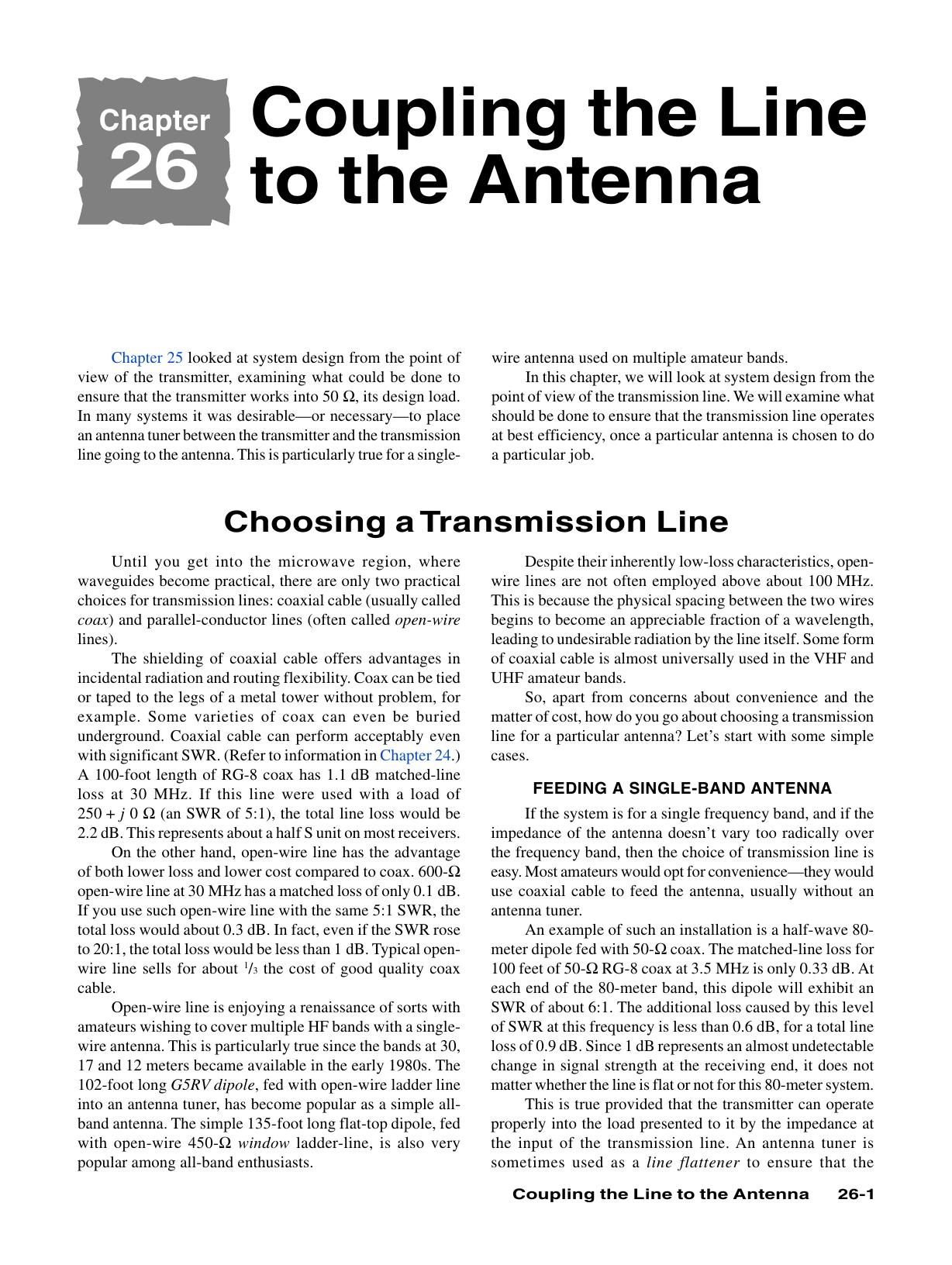 Chapter 26 - Coupling the Line to the Antenna by ARRL