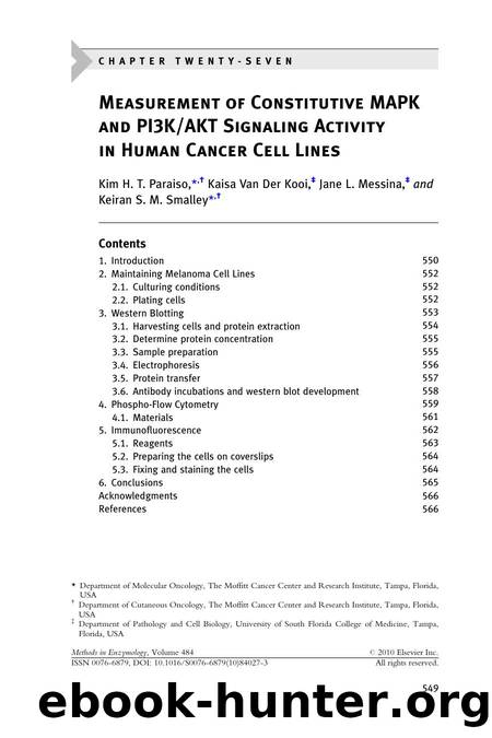 Chapter 27 - Measuring the Constitutive Activation of c-Jun N-terminal Kinase Isoforms by Kim H. T. Paraiso & Kaisa Van Der Kooi & Jane L. Messina & Keiran S. M. Smalley