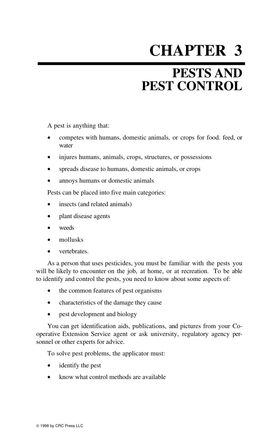Chapter 3: Pests and Pest Control by Michael F. Waxman
