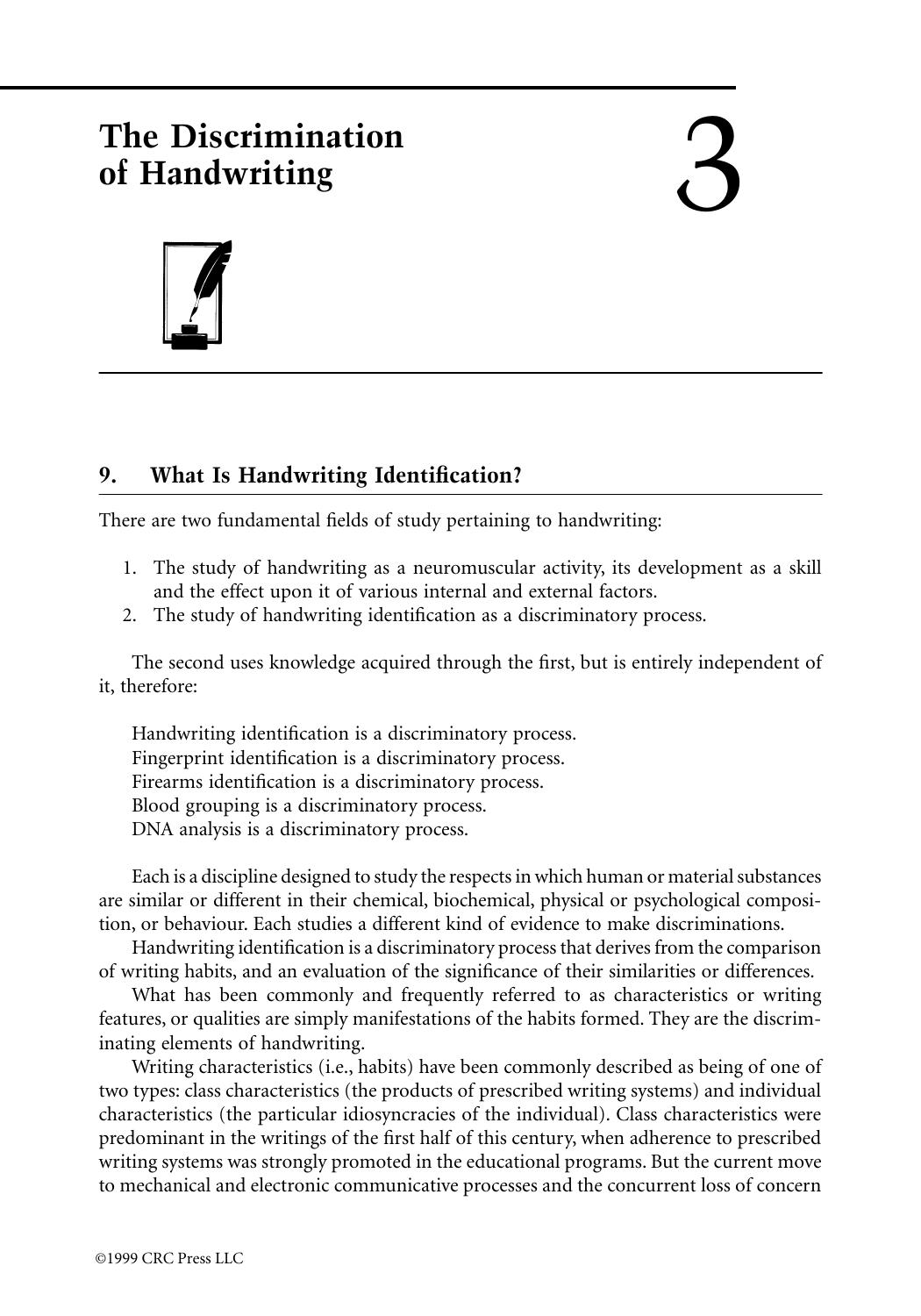 Chapter 3: The Discrimination of Handwriting by Roy A. Huber & A.M. Headrick