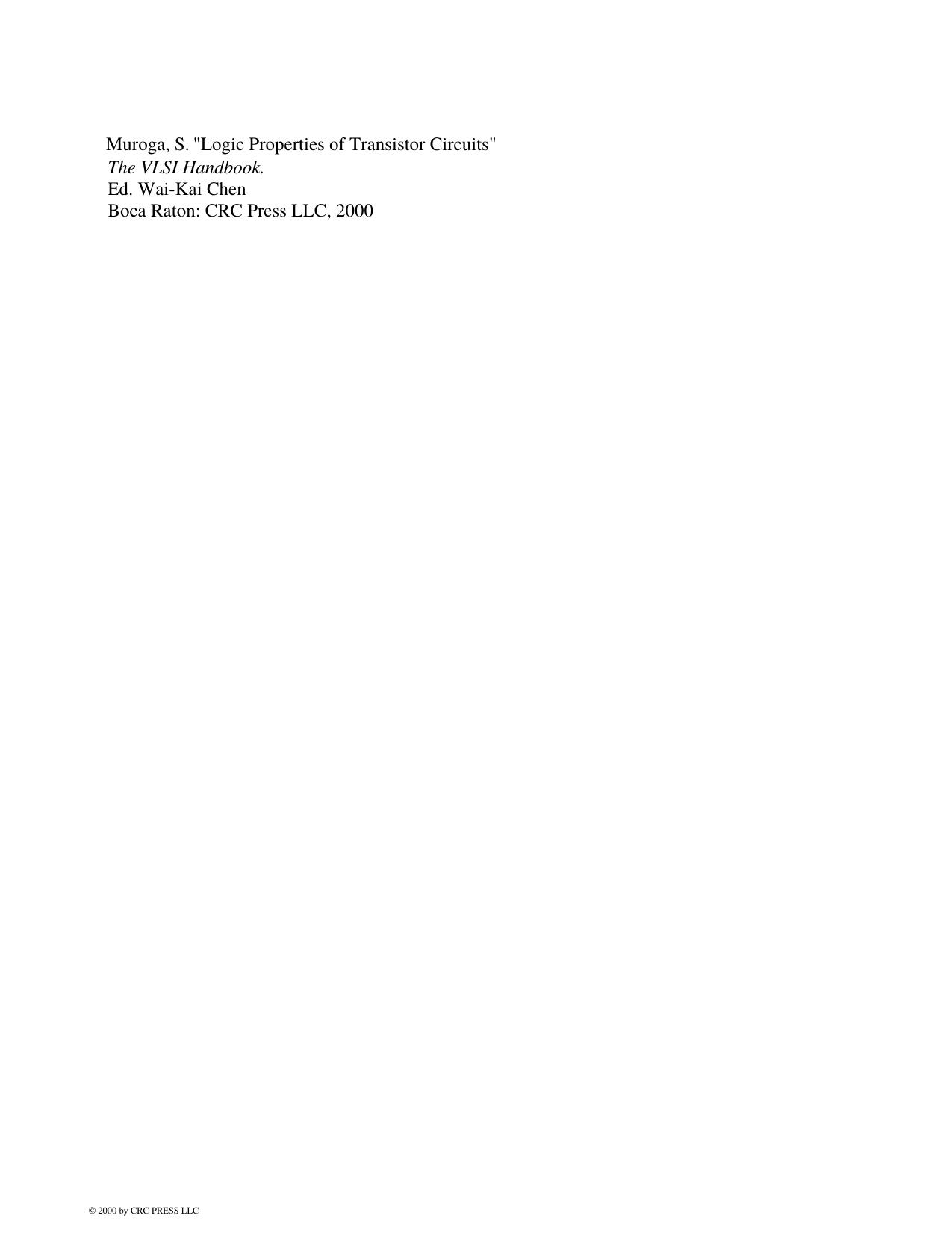 Chapter 30 - Logic Properties of Transistor Circuits by Muroga S