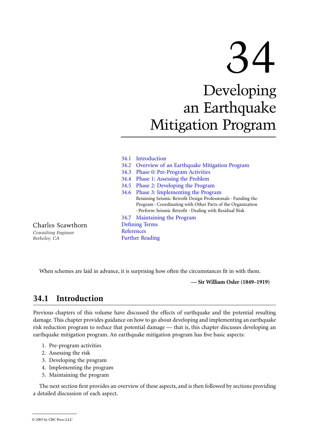 Chapter 34: Developing an Earthquake Mitigation Program by Charles Scawthorn