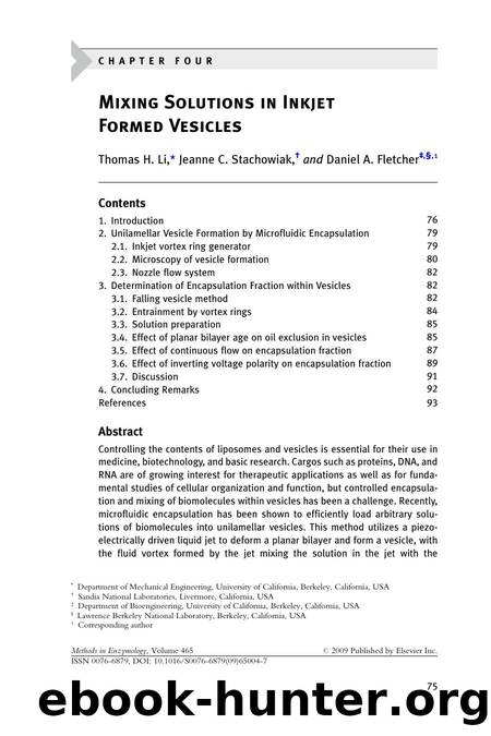 Chapter 4 - Mixing Solutions in Inkjet Formed Vesicles by Thomas H. Li; Jeanne C. Stachowiak; Daniel A. Fletcher