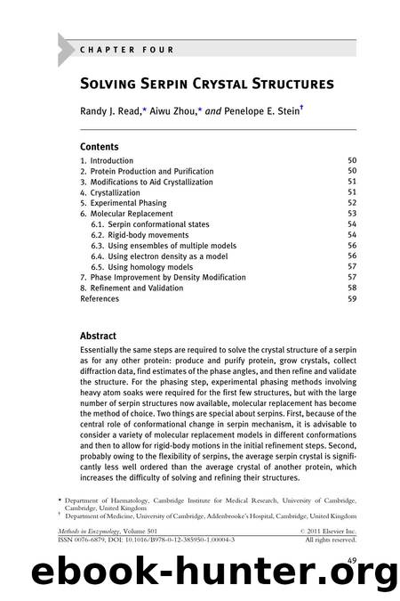 Chapter 4 - Solving Serpin Crystal Structures by Randy J. Read & Aiwu Zhou & Penelope E. Stein