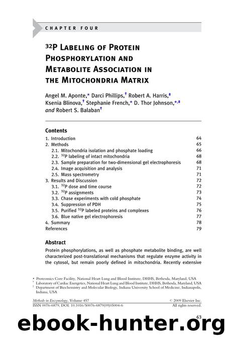 Chapter 4: 32P Labeling of Protein Phosphorylation and Metabolite Association in the Mitochondria Matrix by unknow