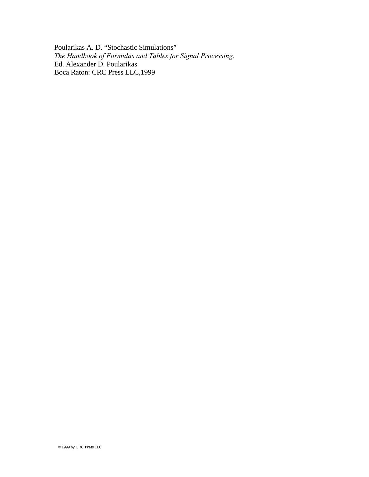 Chapter 40 - Stochastic Simulations by Ed. Alexander D. Poularikas