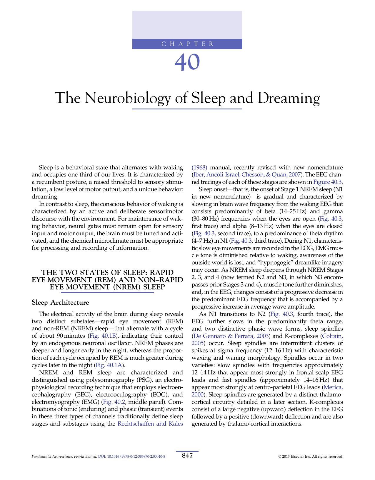 Chapter 40 - The Neurobiology of Sleep and Dreaming by Edward F. Pace-Schott & J. Allan Hobson
