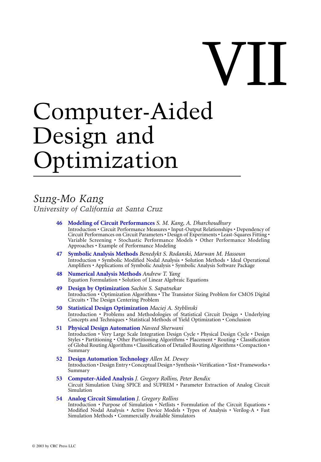 Chapter 46: Modeling of Circuit Performances by S. M. Kang & A. Dharchoudhury