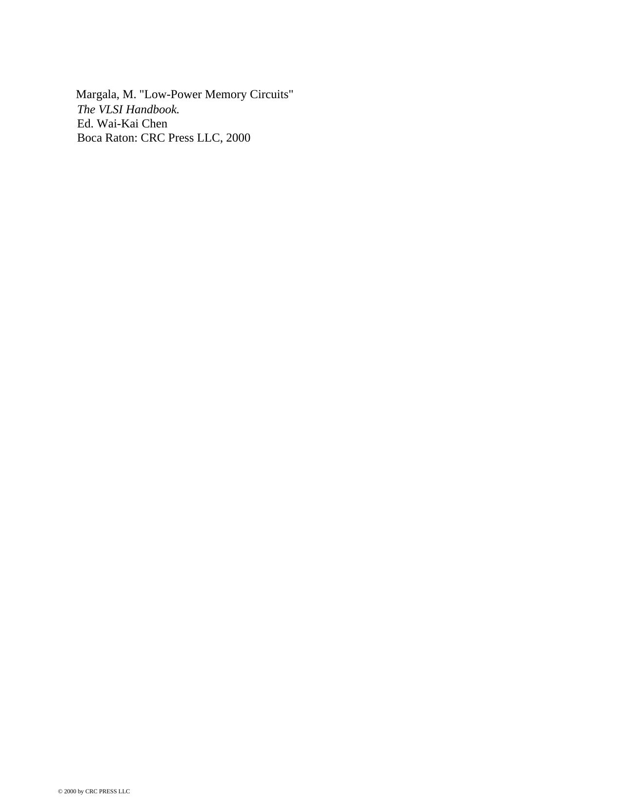 Chapter 53 - Low-Power Memory Circuits by Margala M