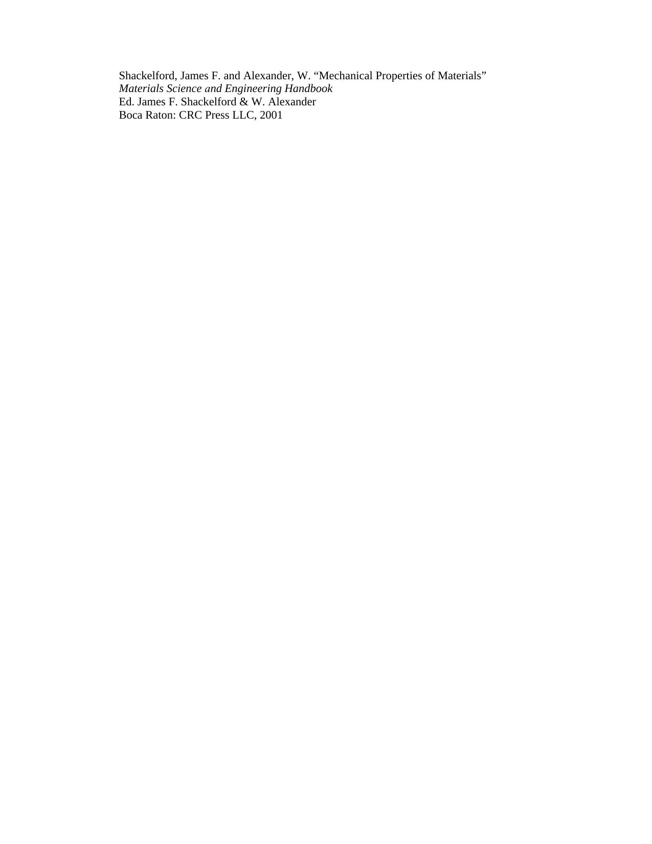 Chapter 6 - Mechanical Properties of Materials by Ed. James F. Shackelford et al
