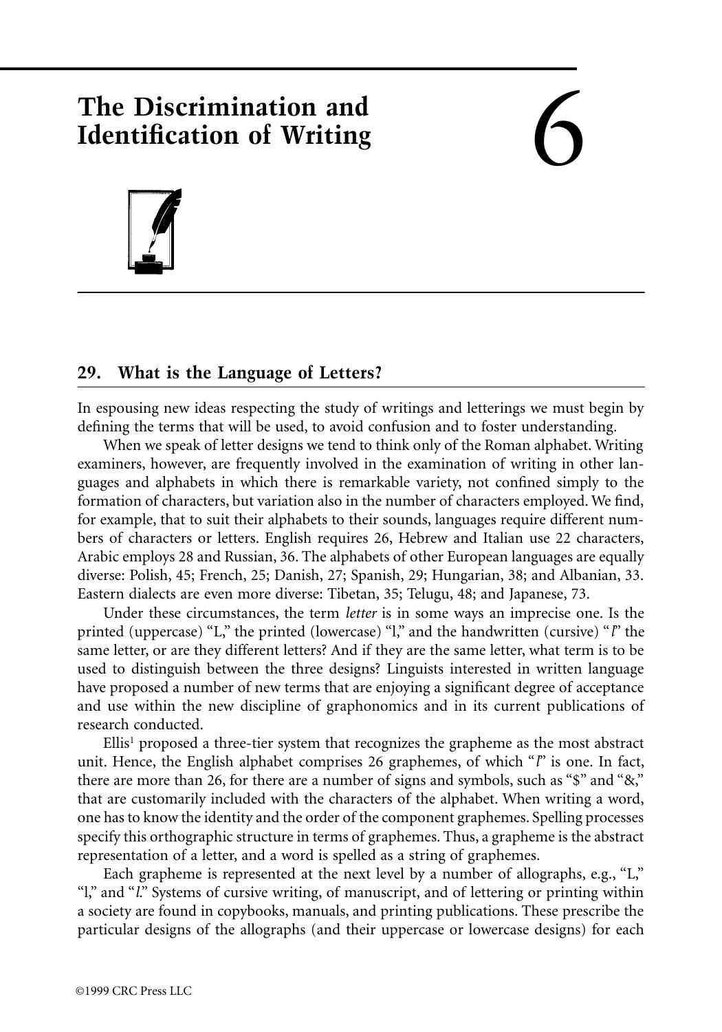 Chapter 6: The Discrimination and Identification of Writing by Roy A. Huber & A.M. Headrick