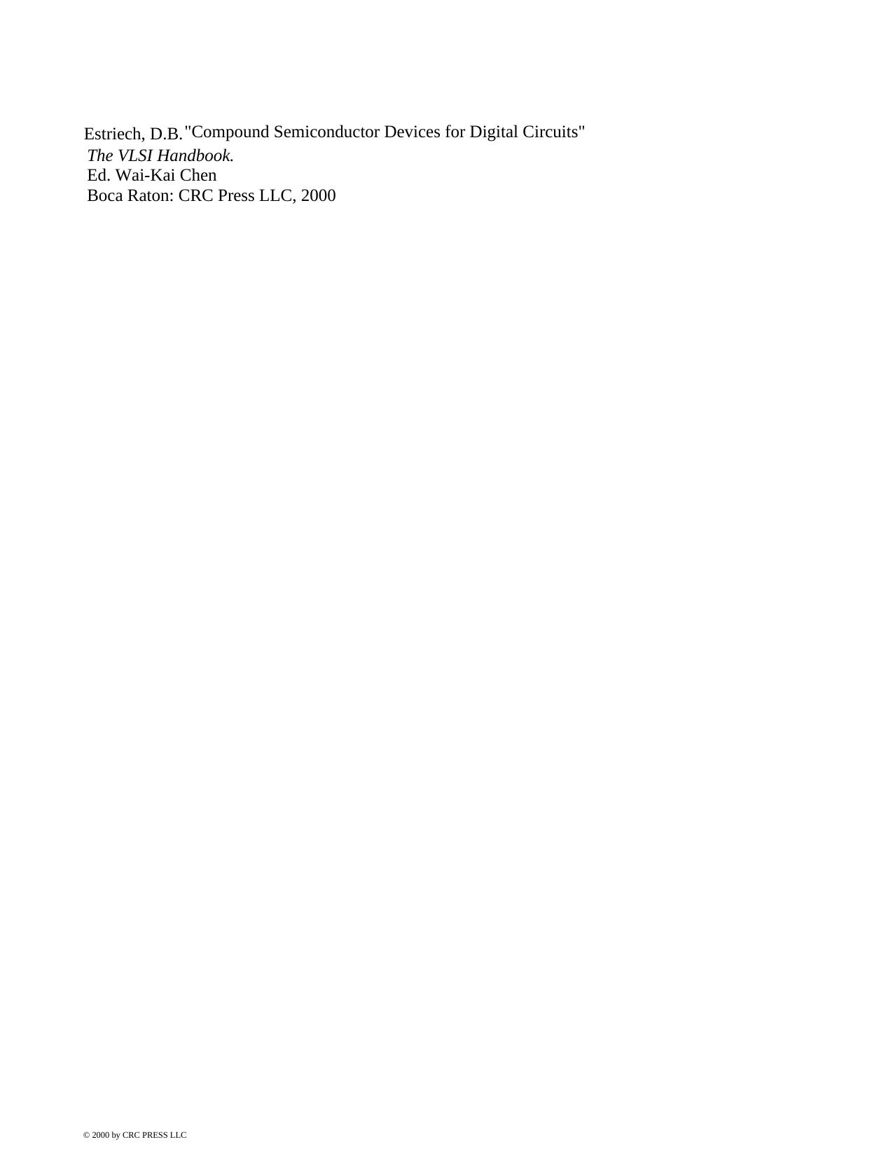 Chapter 70 - Compound Semiconductor Devices for Digital Circuits by Estreich D.B