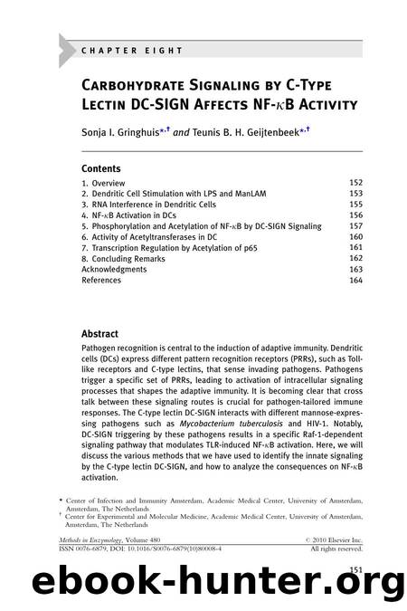 Chapter 8 - Carbohydrate Signaling by C-Type Lectin DC-SIGN Affects NF-kappaB Activity by Sonja I. Gringhuis & Teunis B. H. Geijtenbeek