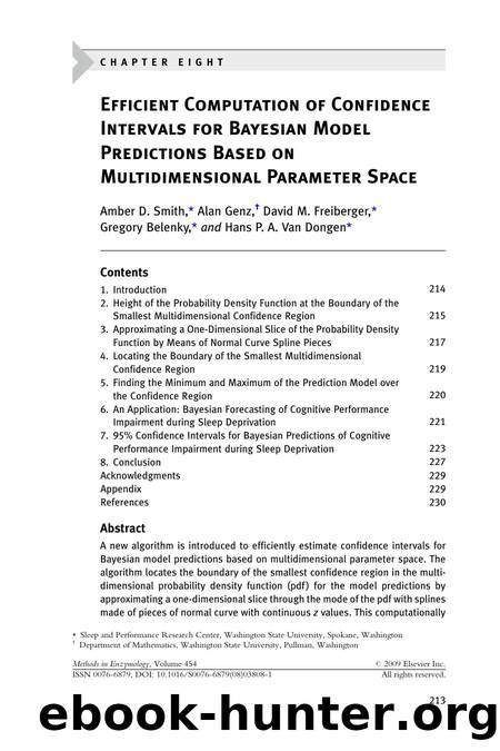 Chapter 8 - Efficient Computation of Confidence Intervals for Bayesian Model Predictions Based on Multidimensional Parameter Space by Amber D. Smith; Alan Genz; David M. Freiberger; Gregory Belenky; Hans P. A. Van Dongen
