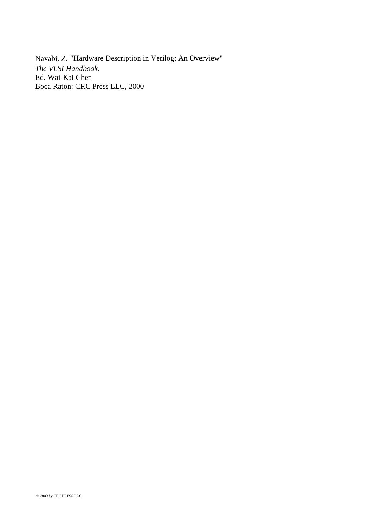 Chapter 81 - Hardware Description in Verilog: An Overview by Navabi Z