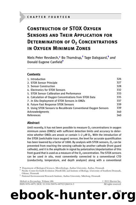 Chapter Fourteen - Construction of STOX Oxygen Sensors and Their Application for Determination of O2 Concentrations in Oxygen Minimu by Niels Peter Revsbech & Bo Thamdrup & Tage Dalsgaard & Donald Eugene Canfield