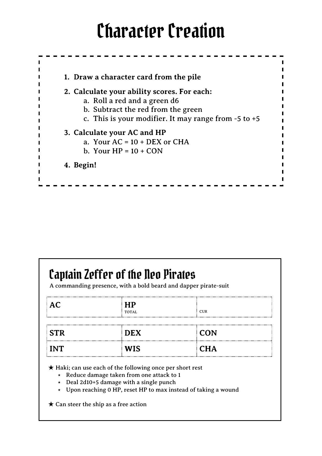 Character Creation & Jeff's Character by Unknown