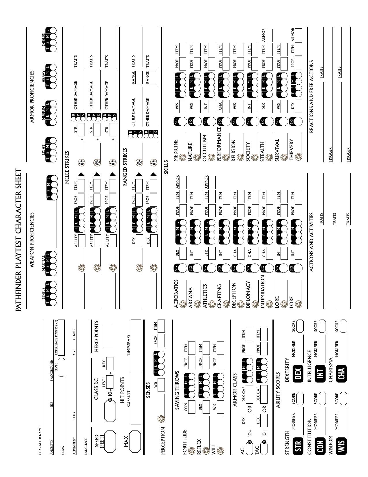 Character Sheet [B&W] by Unknown
