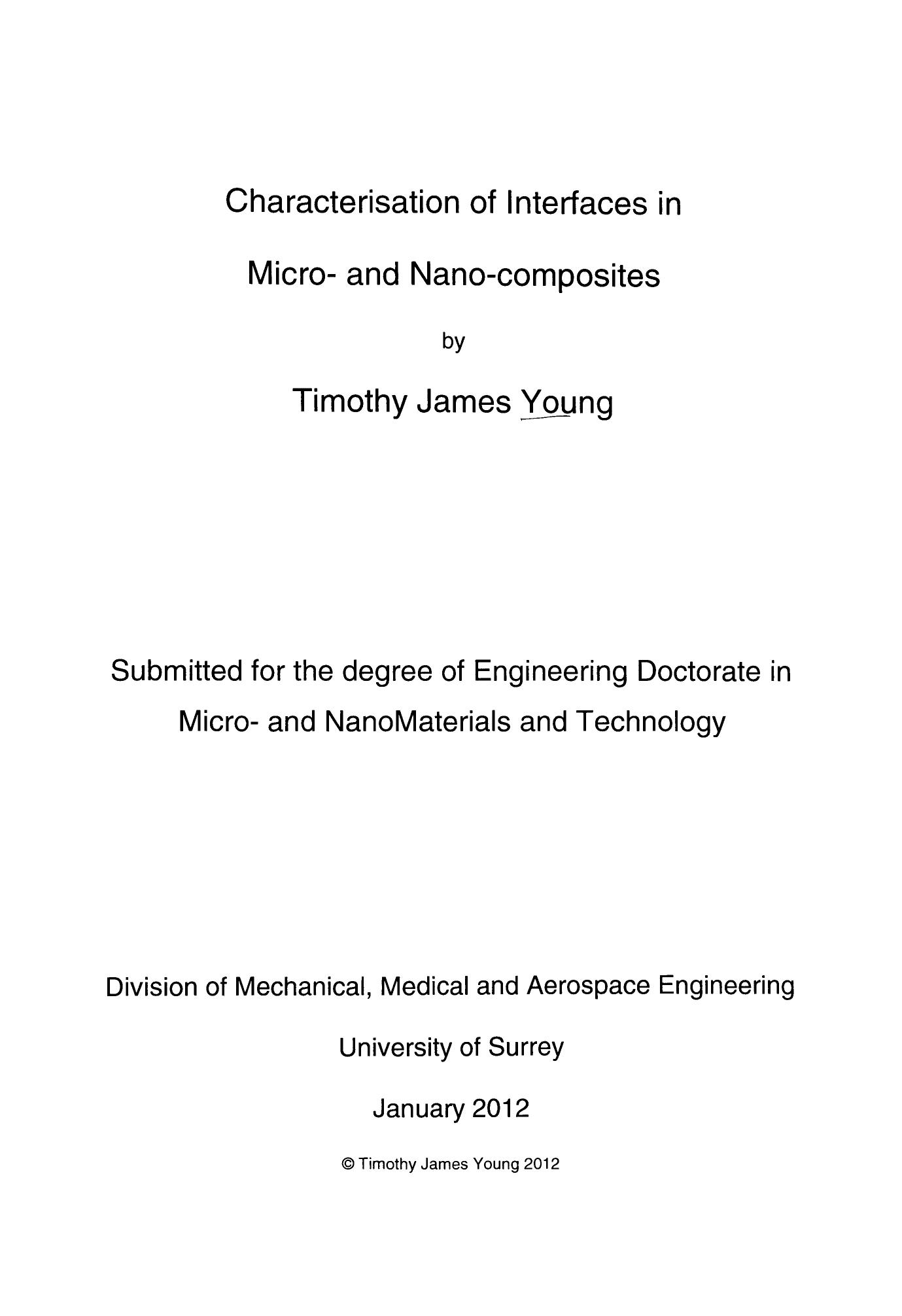 Characterisation of Interfaces in Micro- and Nano-composites by Young Timothy James