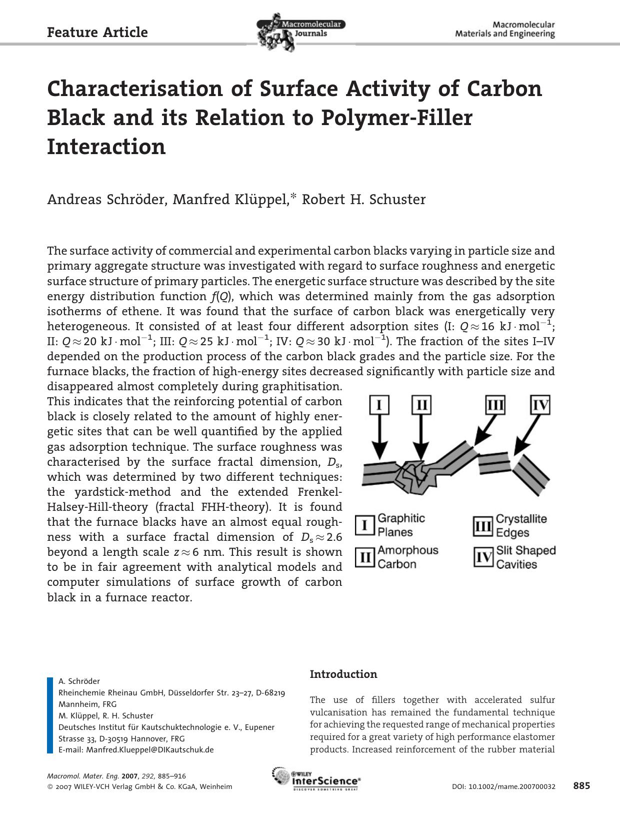 Characterisation of Surface Activity of Carbon Black and its Relation to Polymer-Filler Interaction by Unknown