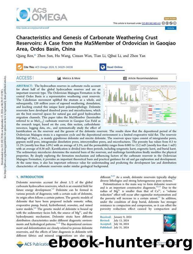 Characteristics and Genesis of Carbonate Weathering Crust Reservoirs: A Case from the Ma5Member of Ordovician in Gaoqiao Area, Ordos Basin, China by Qiang Ren Zhen Sun Hu Wang Cixuan Wan Tian Li Qihui Li & Zhen Yan