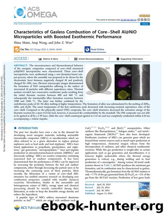 Characteristics of Gasless Combustion of CoreâShell Al@NiO Microparticles with Boosted Exothermic Performance by Shina Maini Anqi Wang & John Z. Wen