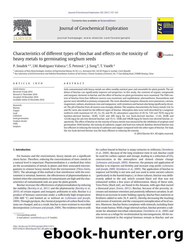 Characteristics of different types of biochar and effects on the toxicity of heavy metals to germinating sorghum seeds by P. Soudek & I.M. Rodriguez Valseca & Š. Petrová & J. Song & T. Vaněk