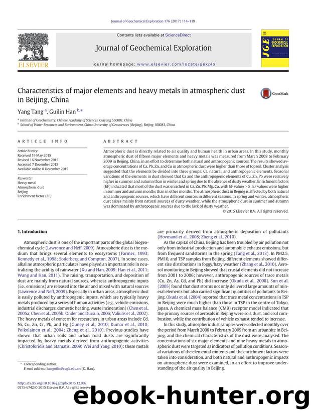 Characteristics of major elements and heavy metals in atmospheric dust in Beijing, China by Yang Tang & Guilin Han