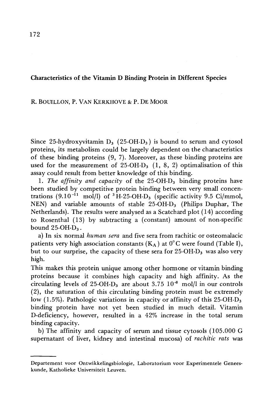 Characteristics of the vitamin D binding protein in different species by Unknown