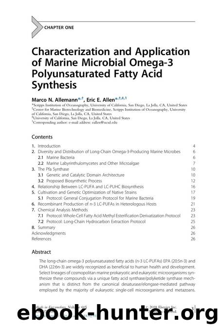 Characterization and Application of Marine Microbial Omega-3 Polyunsaturated Fatty Acid Synthesis by Marco N. Allemann & Eric E. Allen