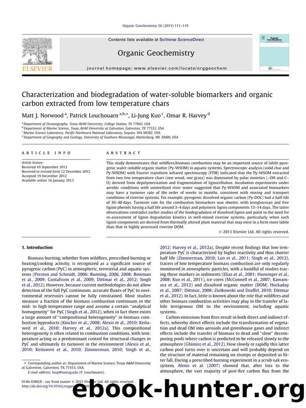 Characterization and biodegradation of water-soluble biomarkers and organic carbon extracted from low temperature chars by Matt J. Norwood & Patrick Louchouarn & Li-Jung Kuo & Omar R. Harvey